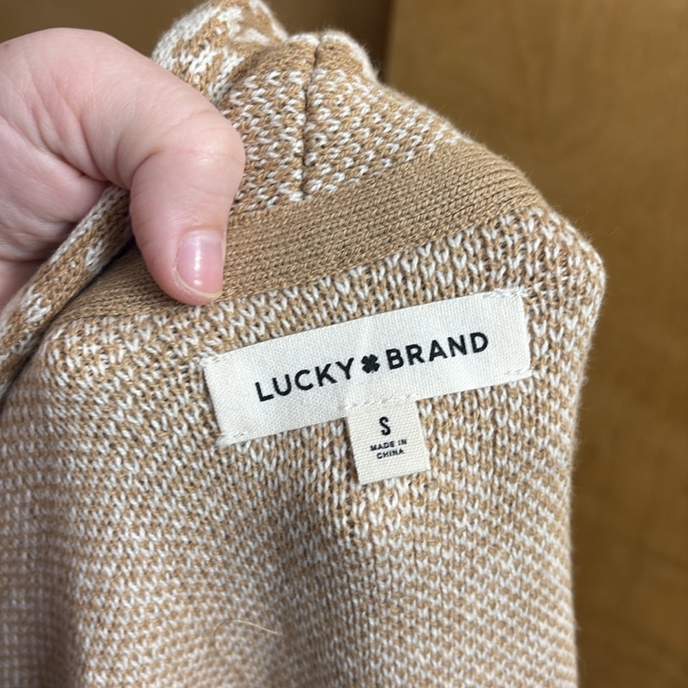 NWT Lucky Brand Shawl Collar Open Front Jacquard Knit Cardigan Size S - Picture 10 of 15